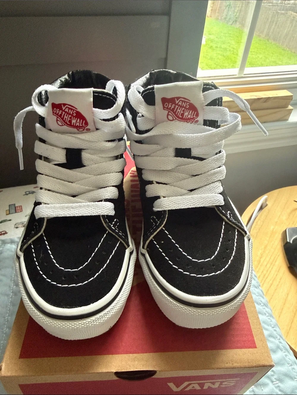 Vans Kids Black and White High-Top Skate Sneakers